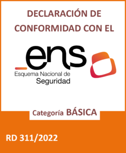 Cartel de declaración de conformidad con el Esquema Nacional de Seguridad (ENS) RD 311/2022, Categoría Básica.”